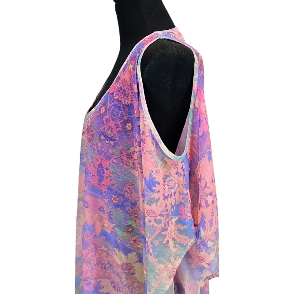 Show Me Your Mumu Kaftan Kimono Tunic Watercolor XS Colorful Fairycore Ethereal - Picture 10 of 12